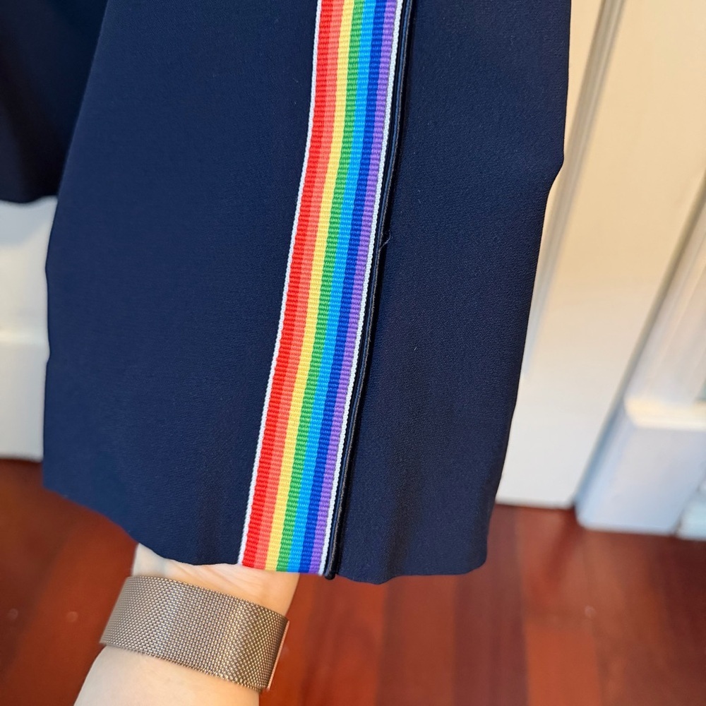 La Ligne Le Tuxedo Pant with Rainbow Stripe 0 Navy Blue Flare Sporty Pride - Picture 4 of 11